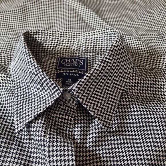 Ladies XL Chaps Houndstooth Button Down Shirt Long Sleeve Collared - Picture 6 of 8